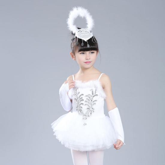1 Set Children Ballet Dress Set Headdress Sleeve Covers Fuffly Edge