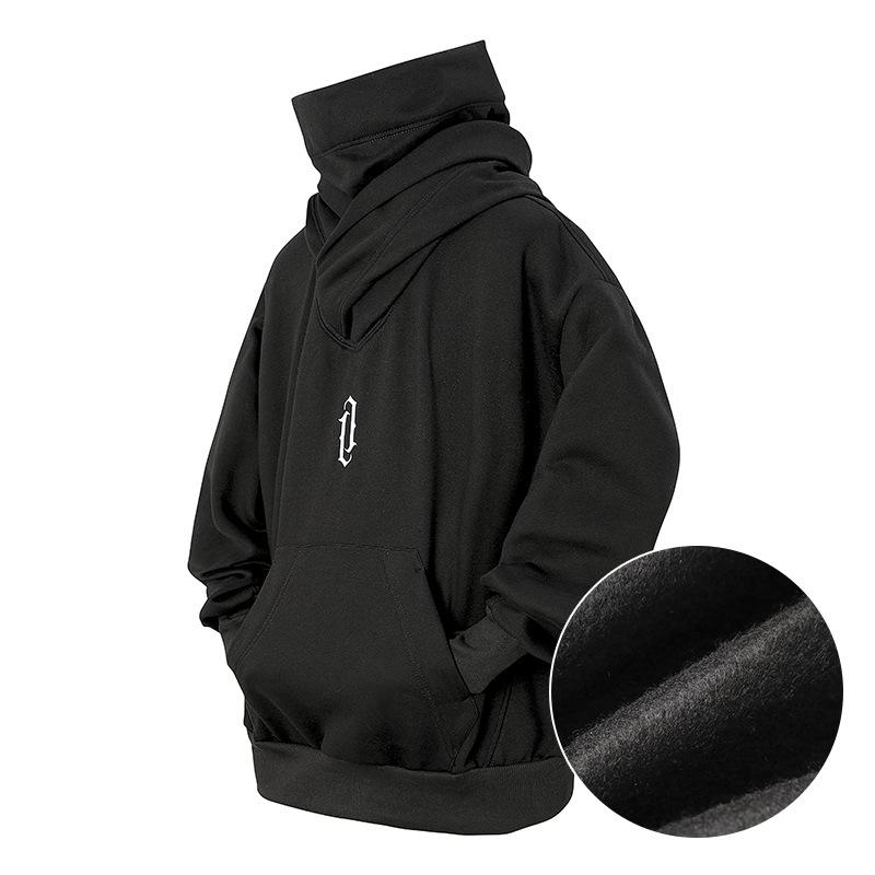 Jiye Heavy Duty Hooded Sweatshirt with Pile Collar - Unisex Casual Autumn/Winter Jacket