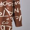 Autumn Winter Women High Neck Vintage Knitted Pullover Long Sleeve Letter Graffiti Sweater Dress
