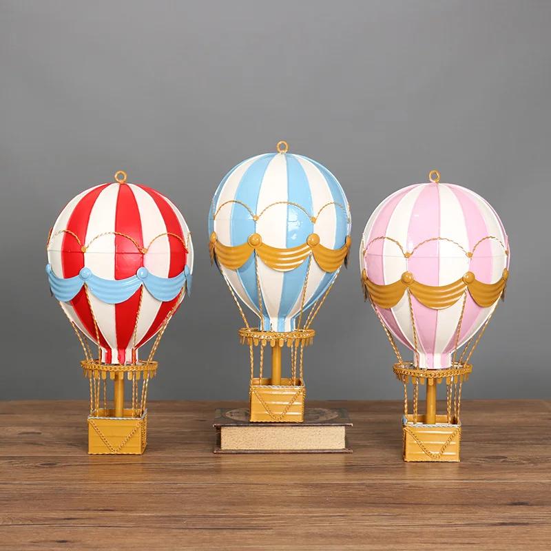 Aqumotic Hanging Hot Air Balloon Decoration Hanging Iron Metal Artwork Travel Charm Romantic Kids Favor Cartoon Balloons Stand