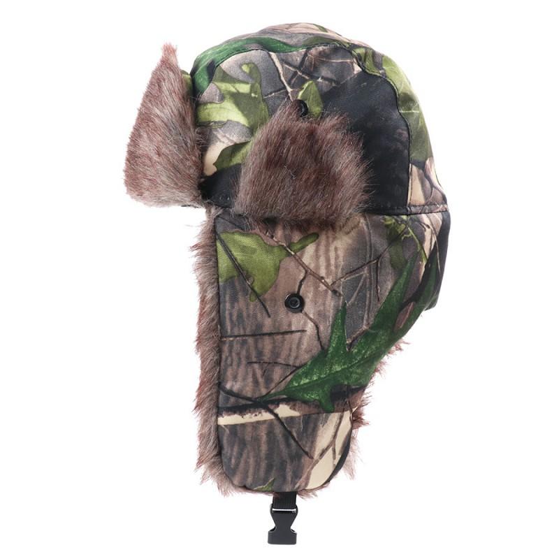 Winter Warm Fleece Lined Camouflage Beanie Hat With Ear Flaps Men Women Cold Weather Outdoor Use