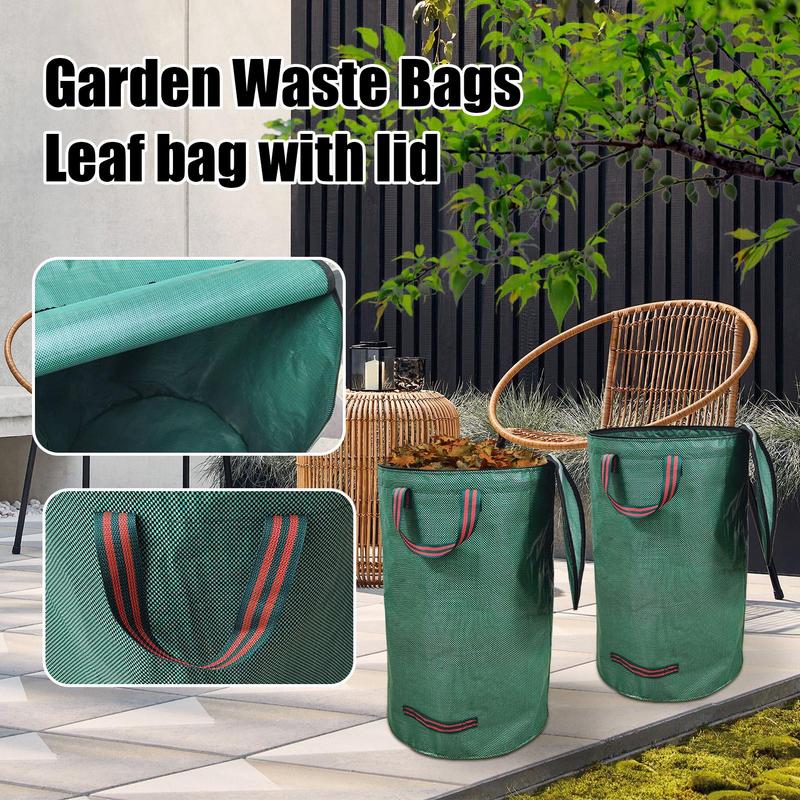 Bolsa de Residuos de Jardín de 272/500L con Tapa Cubo Plegable para Recolección de Hojas Bolsa de Almacenamiento Reutilizable para Hojas Caídas en Exteriores
