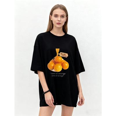 Übergroßes T-Shirt Schwarz Orange Fruchtdruck Mit Lebkuchenhaus Text Und Zitat Eines Orangen Lässig Alltagskleidung