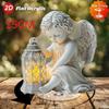 Elegant 2D Acrylic Rotating Angel with Lantern, Stable Lightweight Base Decor for Home, Office, Church & Cemetery, Perfect for Christmas, Weddings