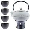 Cast Iron Kettle Tea Pot 1.5L Set Of 4 Cups Cast Iron Warmer