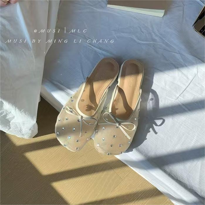 Fashion 2025 Summer Butterfly-knot Women Mules Slippers Shoes Fashion Cover Toe Shoes Casual Street Style Slides Shoes