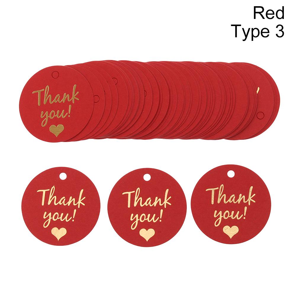 50PCS Gold Stamping Paper Gift Tags Thank You Hang Label Christmas Box Decor Black Red White Birthday Party Supplies DIY Access