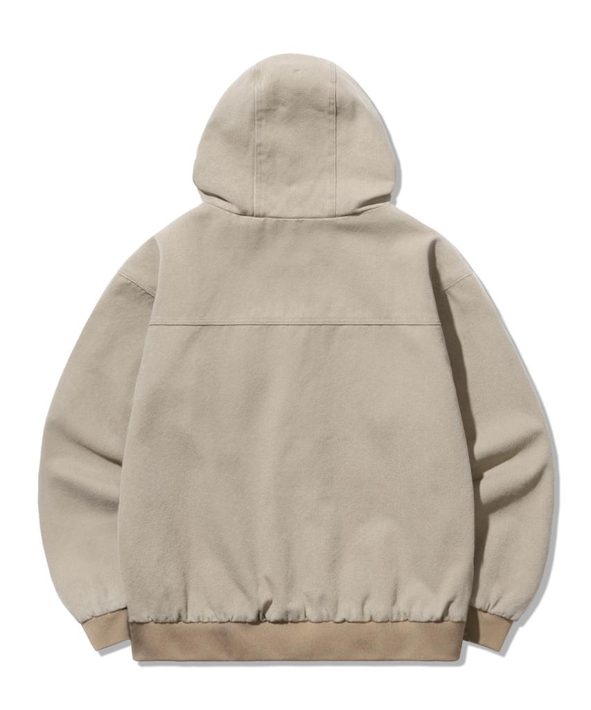 Trillion Vintage Washed Canvas Work Zip-Up Hoodie [Cream]