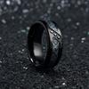 Mode 8mm Schwarze Wolfram Hochzeitsringe Keltischer Drache Eingelegter Blauer Zirkon Edelstahlringe für Männer Schwarzer Kohlefaserring