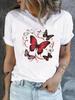 Butterfly Print Crew Neck Casual Short Sleeve for Harajuku Short Sleeve Casual T-shirt Clothing Street Tops Aesthetic Clothes