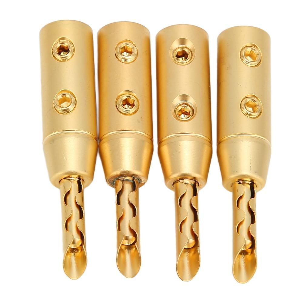 4PCS Double Screw Speaker Wire Connectors Open Screw Banana Plugs  For Audio Video Receiver