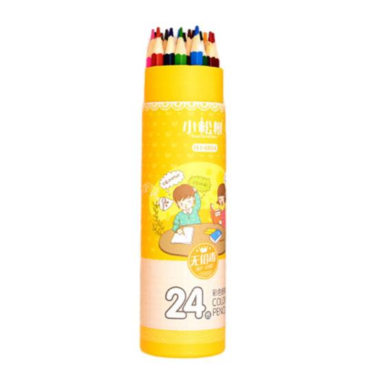 12/24/36/48-Color Cartoon Barrel Colored Pencils Set Lead-free Drawing Pencils for Kids Students Smooth Coloring Portable Art Supplies for School
