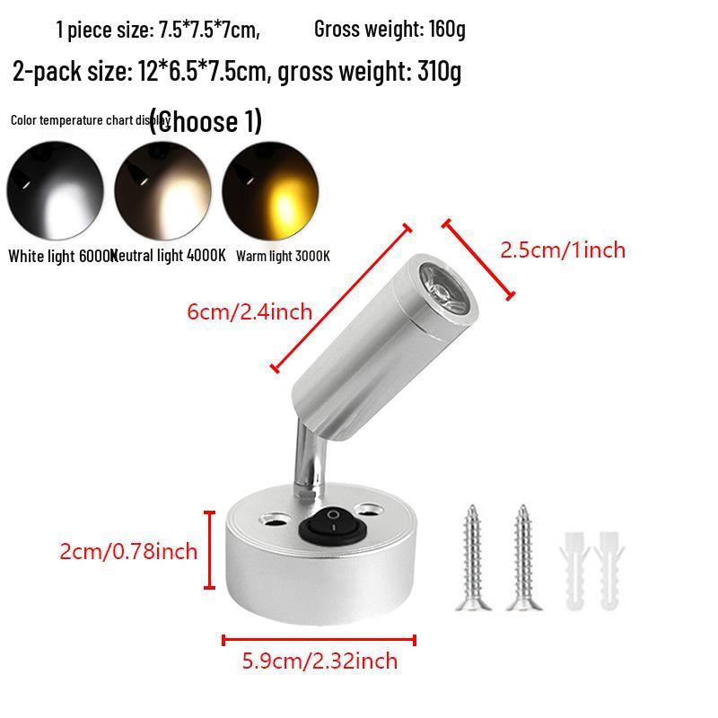 

12V LED RV/Yacht Marine Bedside Gooseneck Spotlight, 3W Low Voltage Reading Light CE Certified Silver B
