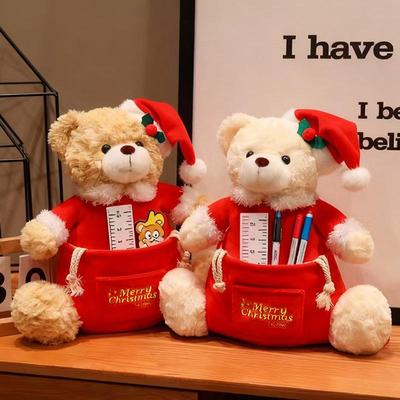 Orsetto di Natale Peluche e Borsa Portaoggetti - Bambola Decorativa Abbracciabile