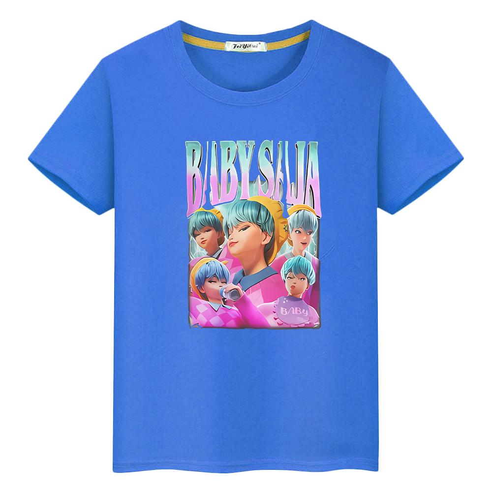 Saja Boys kpop demon hunters Print t shirt for kids boy 10year 100%Cotton  anime Short Kawaii Tees Cute Tops y2k girls clothes