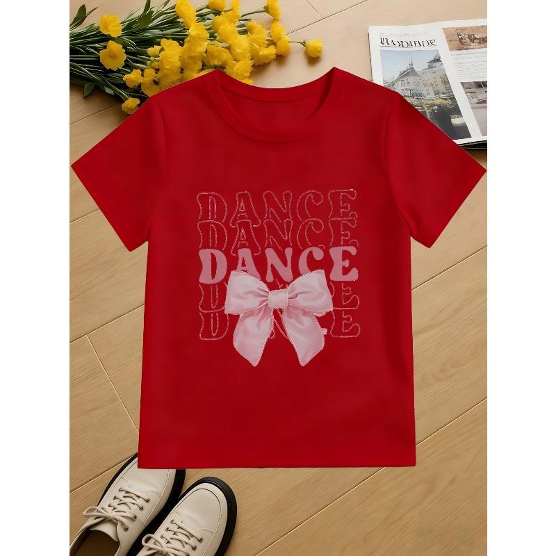 European Sizes Girls' Printed Short-Sleeve T-Shirt, Summer Lightweight Comfortable Casual Top for Kids