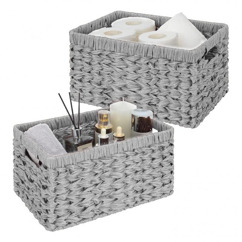 Cesta de Almacenamiento Tejida Sala de Estar Cocina Oficina Moderna Minimalista Con Asas Tamaños Pequeño Grande Gris Marrón Beige
