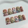 European & American 3D Duckbill Nail Art: French Leopard Print, Alloy Construction, Handmade, Long Wearable Nails