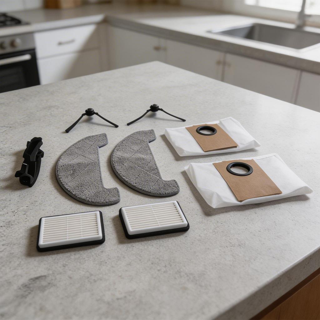 Staubsauger Zubehör Set Roboterstaubsauger Kit Seitenbürste Staubbeutel Filter Wischmopp Tuch Vliesstoff Zubehör Roboter Wartung