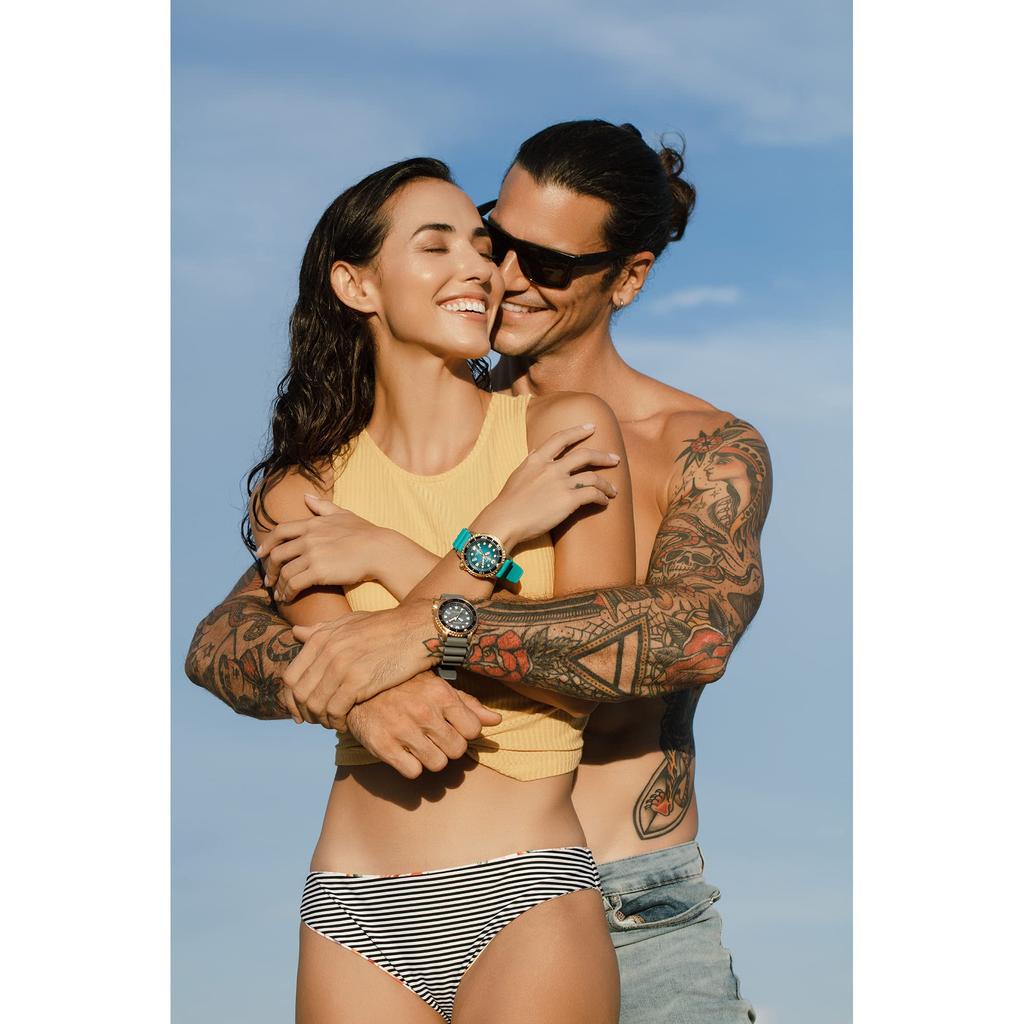 Citizen Promaster Dive Watch 3 Hand Date ISO Certified Luminous Hands and Markers Rotating Bezel Dive Eco-Drive Teal/Gold Tone, Teal/Gold Tone. ,