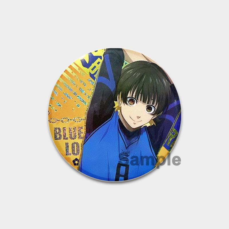 32/44/58 mm runder Anime-Anstecker mit blauem Schloss, Zeichentrickfigur Isagi Yoichi, Brosche, individuell anpassbar, Snap-in-Abzeichen, Cosplay-Zubehör, Schmuck, Geschenke