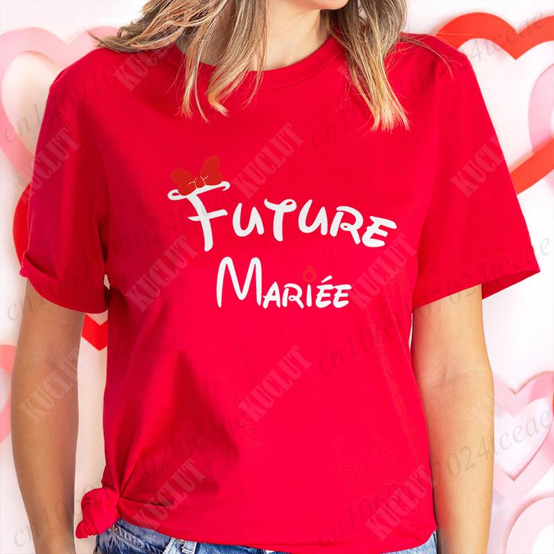 Bachelorette Hen Party Evjf Future Team Bride T-Shirt French Women Short Sleeved Tees Graphic Tops Bridal Shower Wedding Clothes
