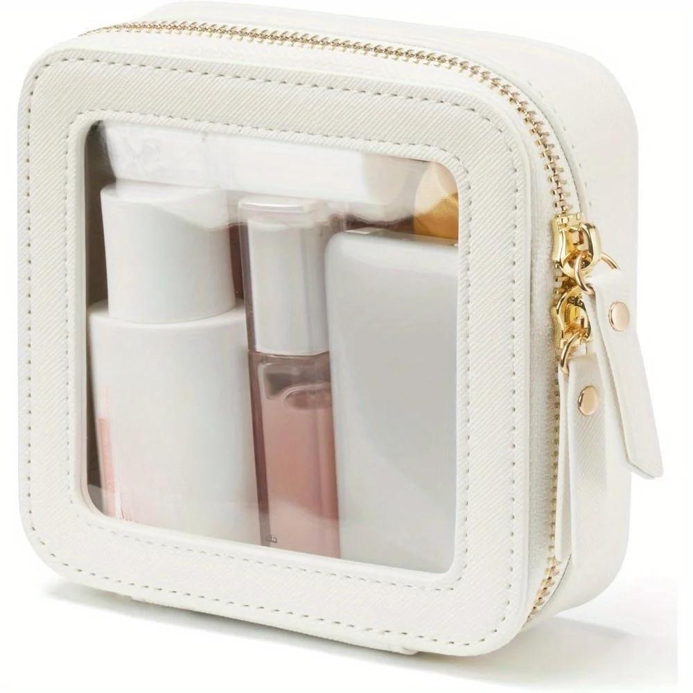 

Маленькая косметичка для сумочки, мини-косметика, милый прозрачный мешочек, дорожный органайзер-кейс для туалетных принадлежностей, водонепроницаемый квадратный мешочек на молнии белый