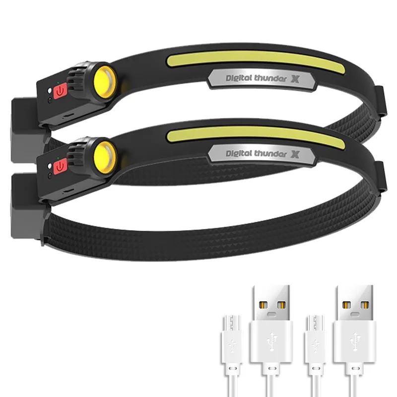 New Upgrade Rechargeable LED Sensor Headlamp XPE+COB Headlight Led Head Torch 18650 Battery Work Light Camping Fishing Lantern