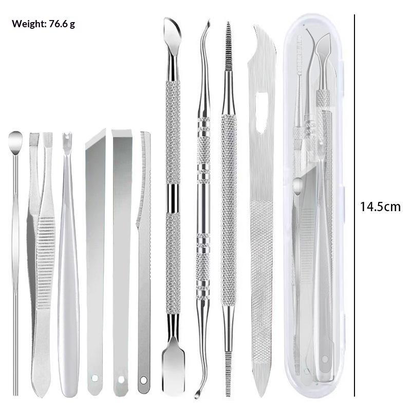 3/10Pcs Stainless Steel 7 Piece Pedicure Manicure Tool Kit Non Slip Handle Storage Case For Home Salon Nail Care