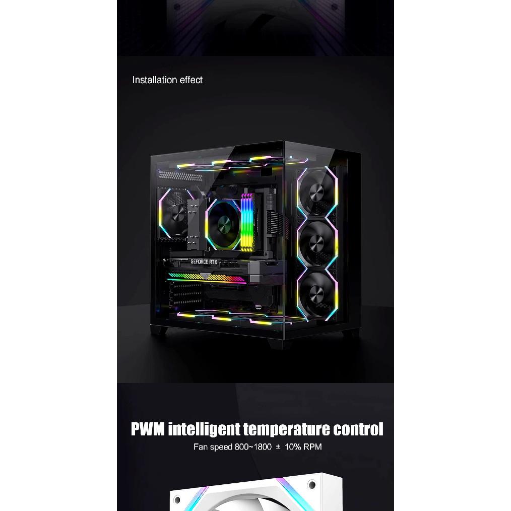 140 Case Fan ARGB, Silent 6-30dBa 89CFM Big Airflow, 14CM PC Cabinet 14025 Cooler Support Mobo 5V ARGB SYNC, Reverse Or Forward