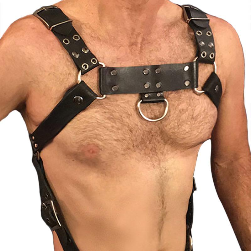 Fullyoung PU Leather Male Chest Harness Bondage Slave Fetish Restraints Straps Belts Sex Products Adult Toys Club Costumes