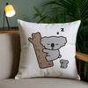 Cartoon Cute Koala Cushion Cover Plush Fabric DoubleSided Printed Invisible Zipper Sofa Pillow Case Home Bedroom Decor