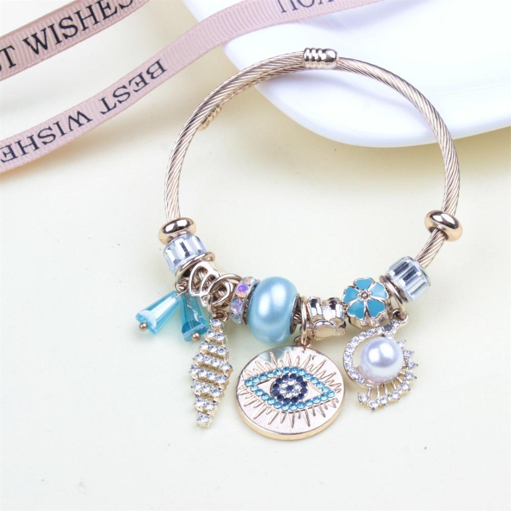Beaded Bracelet Bangle Multi Element Stainless Steel Copper Alloy Open Spring Snake Bone Chain