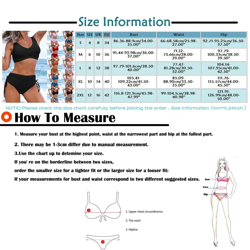 Women's High Waist Bikini Set with Padded Bra Top Twist Front Design Wireless Swimwear Two Piece Swimsuit for Beach Pool