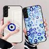 Vintage Evil Eyes Blue Phone Case For Samsung S25 Edge Ultra S23 S22 S21 S20 Ultra Plus S24 Fe A54 A53 A25 Glass Cover