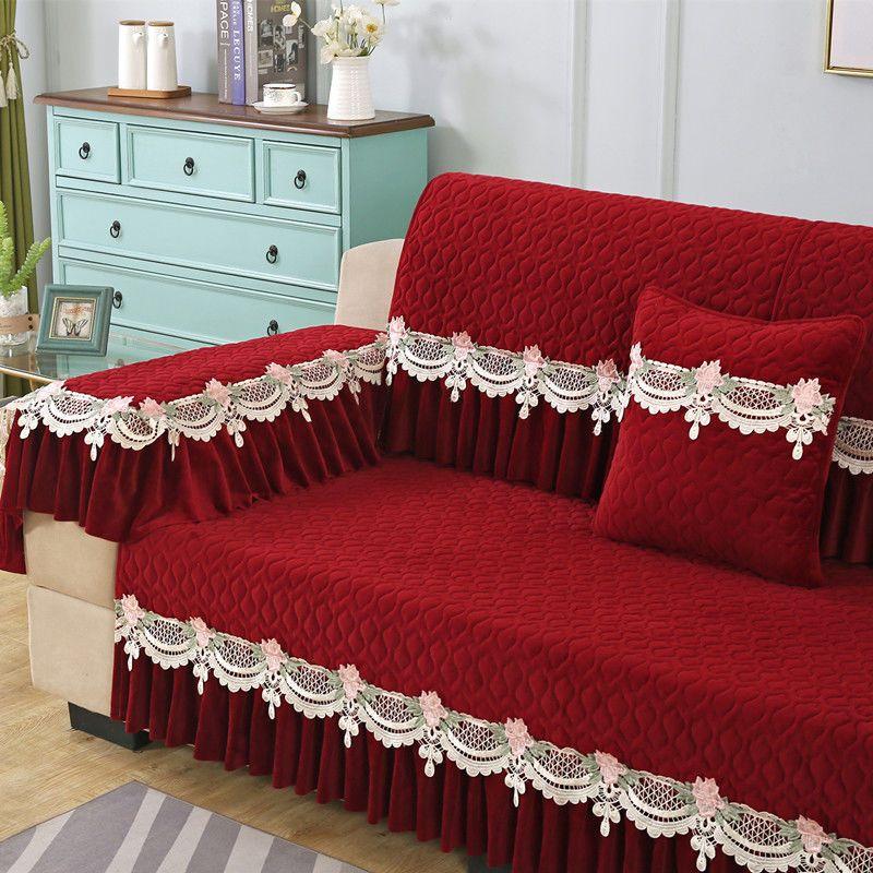 Plush Sofa Covers Four Seasons Sofa Towel Fabric Seat Cushion Backrest Towel Simple Modern Couch Cover Non-slip Sofa Bed Cover