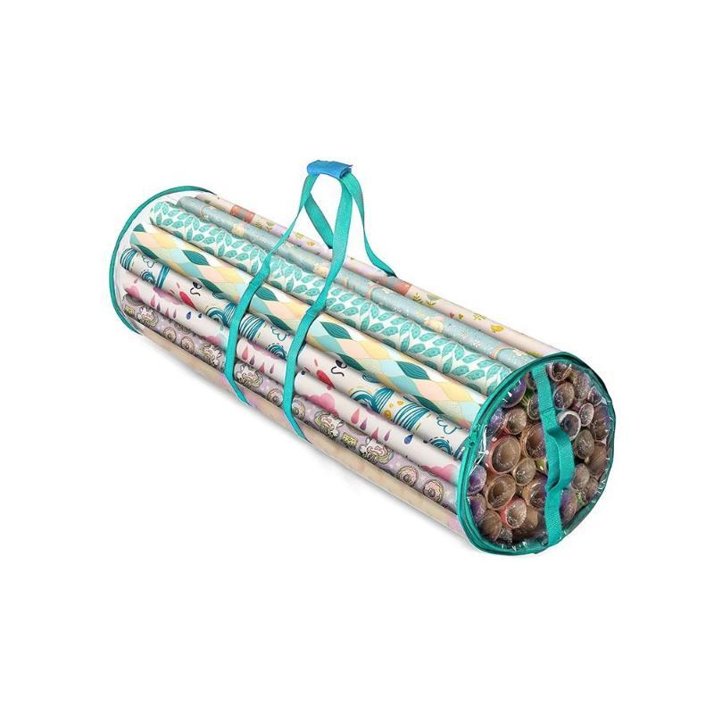 Large Capacity Wrapping Paper Organizer Oxford Fabric Tear Resistant with Tool Pockets for Household Storage