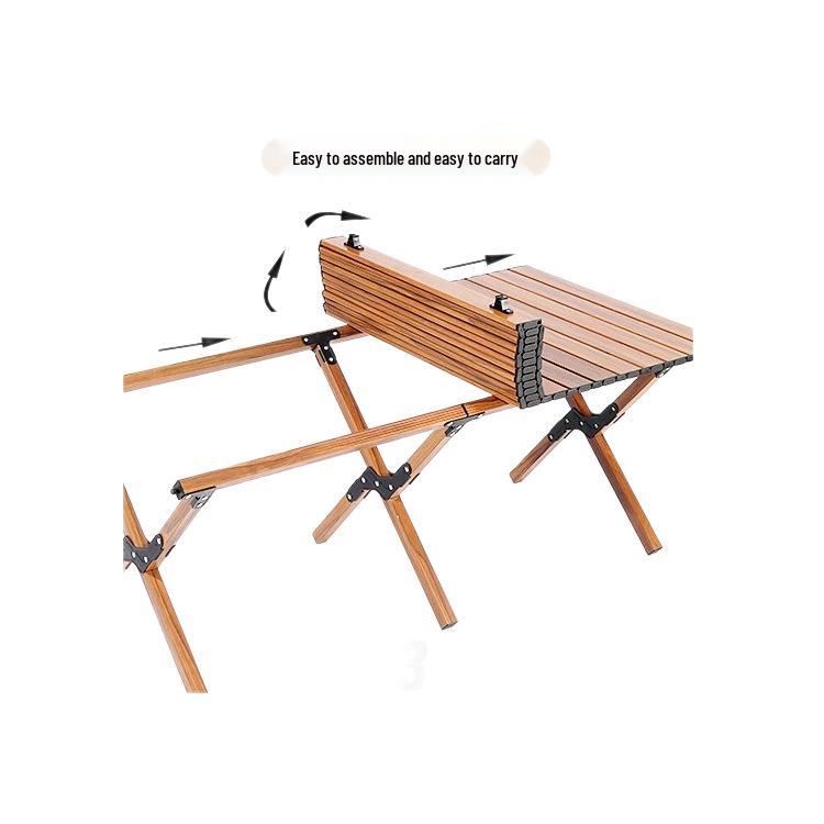 Tragbarer faltbarer Roll-up-Tisch aus Karbonstahl mit Stühlen für Camping im Freien, Gärten und Balkone
