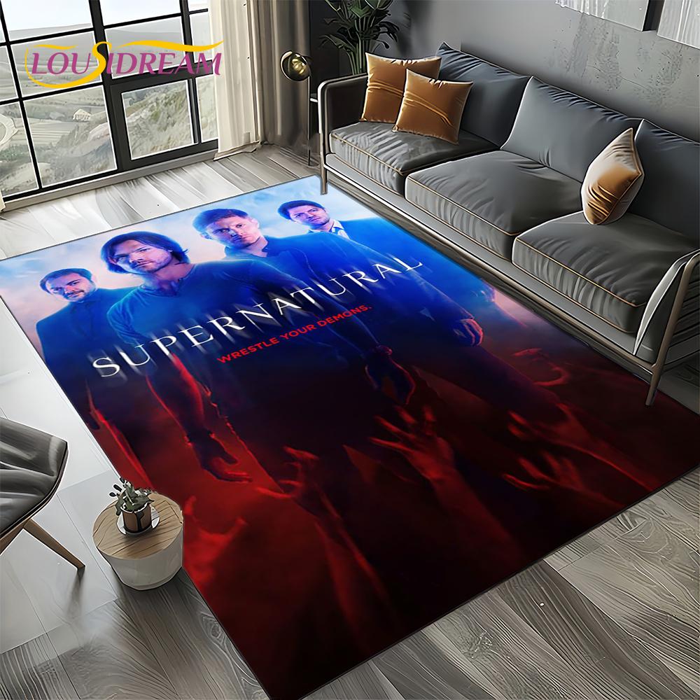 3D SPN Supernatural Sign Dean Sam Carpet Rug for Living Room Bedroom Home Sofa Decoration,Kids Play Area Rug Non-slip Floor Mat