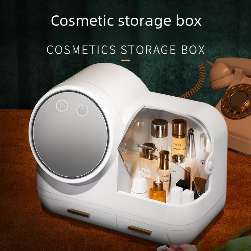 Creative LED Cosmetic Storage Box: Influencer Desktop Organizer with Large Capacity & Dustproof Skincare Holder