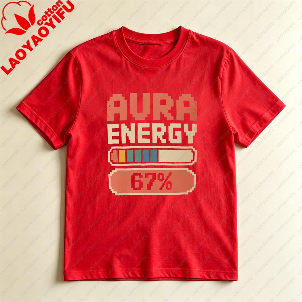 Aura Energy Pixel Design Unisex Tshirt Cotton Short Sleeve Casual Fashion Harajuku Aesthetic Summer Top Gift For Her
