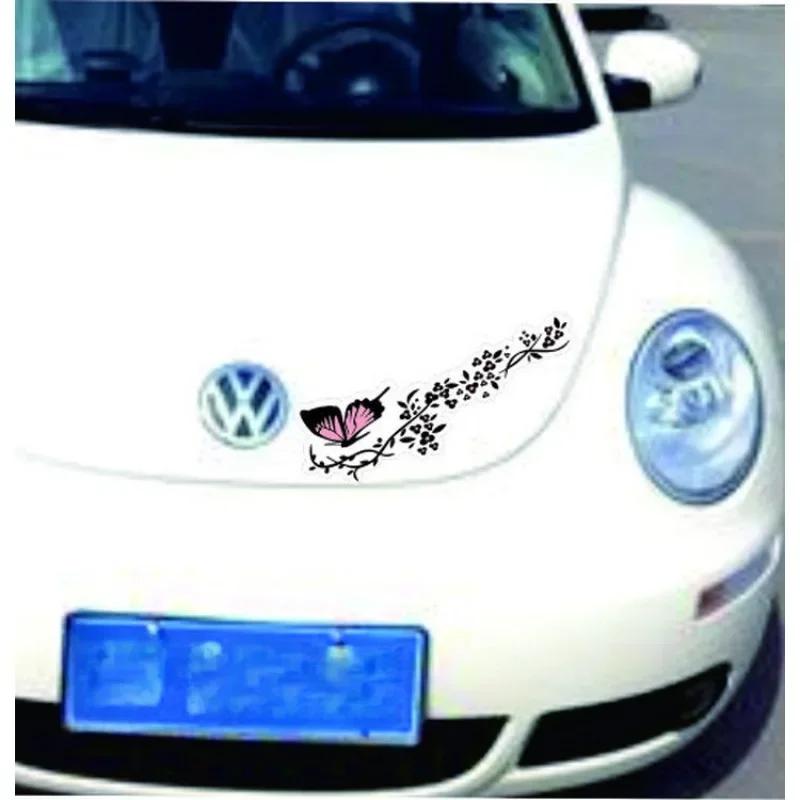 Flying Butterfly Flower Car Decal Water-resistant Car Door Window Sticker Decor High Stickiness Car-Styling Vinyl Stickers