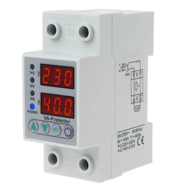 

Double LED Display Single Phase Adjustable Voltage Current Protector Voltage Protective Device TRMS 63A Compact Size 1