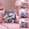 Mona G-Genshin I-Impact Pillow Case Plush Fabric Soft Double-Sided Printed Sofa Warm Winter Home Gift Cushion Cover