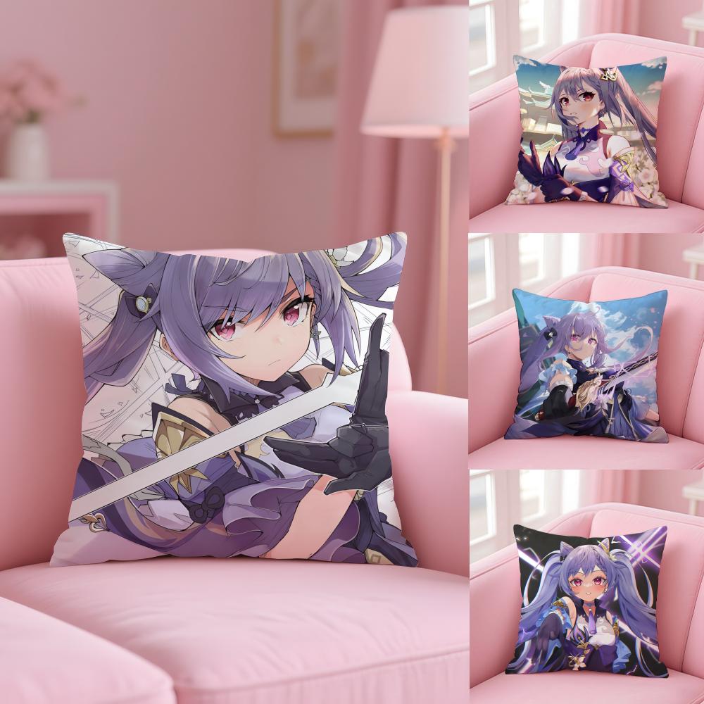 Mona G-Genshin I-Impact Pillow Case Plush Fabric Soft Double-Sided Printed Sofa Warm Winter Home Gift Cushion Cover