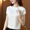 Loose Summer Comfortable Women's Satin T Shirt Casual Short Sleeve O Neck Solid Color Fashion Plus Size Top Clothes