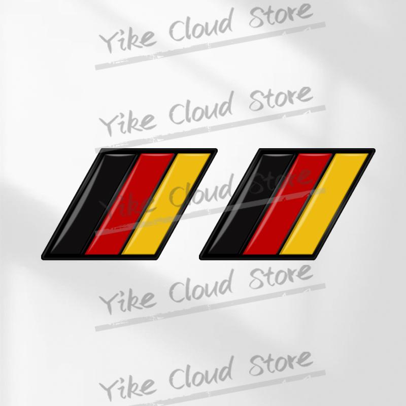 2Pcs German French Italian National Flag Tricolor Flag Emblem Car Styling 3D Metal Badge Body Side Trunk Self Adhesive Stickers