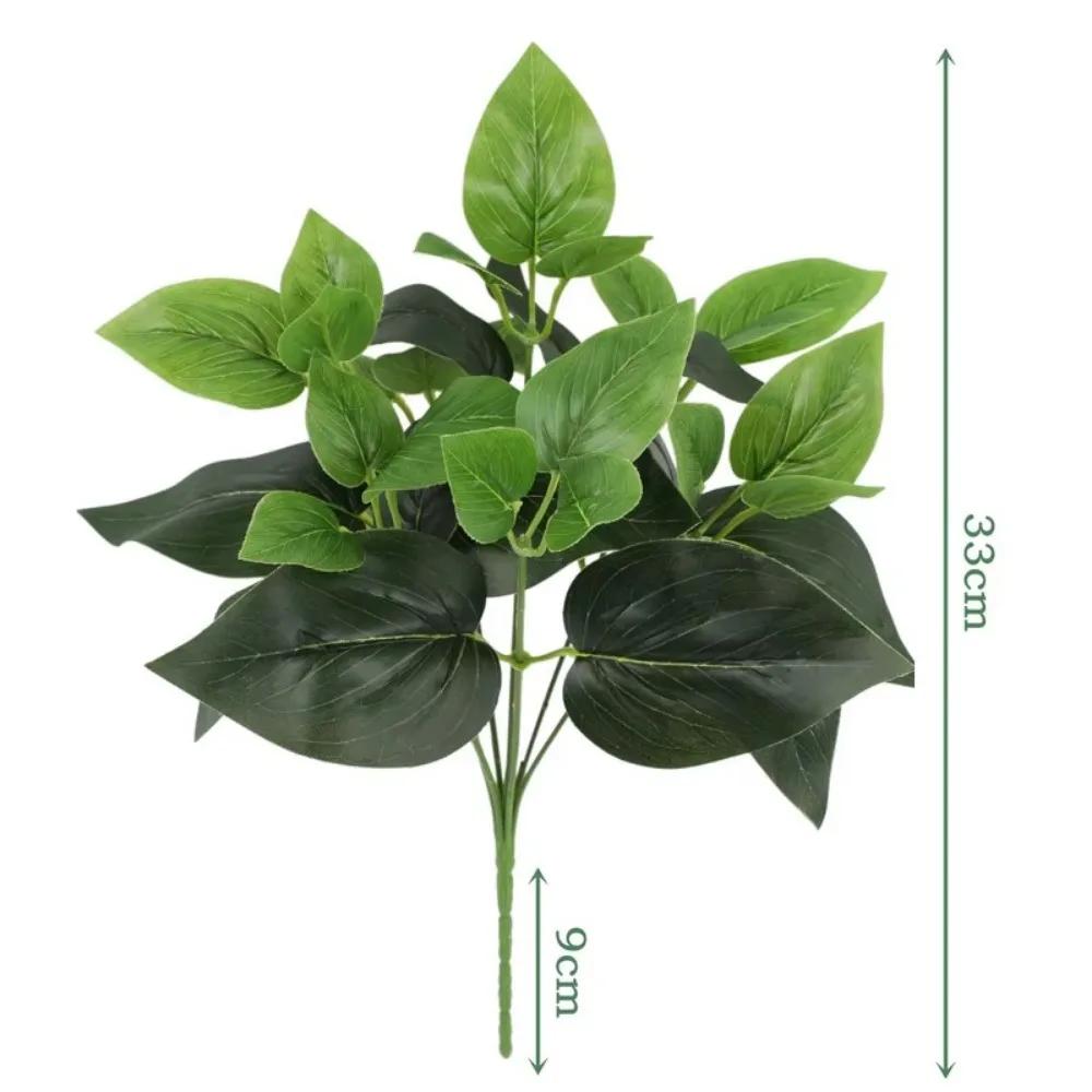 New 7 Heads Artificial Green Plants Simulated 33cm Fake Plants Plastic Green Leaves Wedding Decor