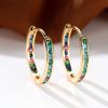 European and American Fashion New Round Ethnic Style Multi-colored Rainbow Zircon Hoop Earrings for Women
