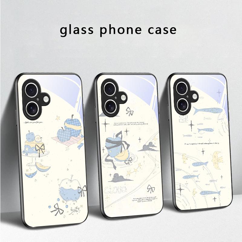 Fresh and Healing Breeze For iPhone 17 Air 16 E 15 Plus 14 Pro Max 13 12 Mini 11 5 6 7 8 Plus XR XSMax SE Black Glass Phone Case